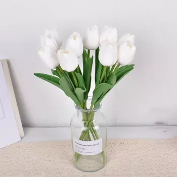 Искусственные цветы тюльпаны белые LEKSE 5 шт