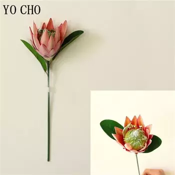 YO CHO искусственный цветок шелковый King Protea DIY цветочная композиция искусственные цветы императора белые домашние вечерние украшения свадебного стола