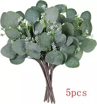 Искусственные листья эвкалипта, ротанг, 5 штук