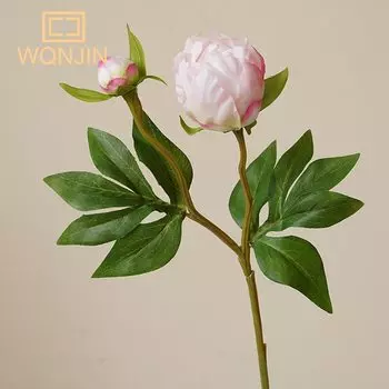 Искусственные пионы WQNJIN, шелковые, 2 штуки