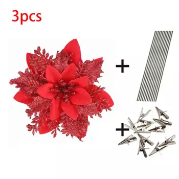 Искусственные рождественские цветы MUFU, 3 шт.