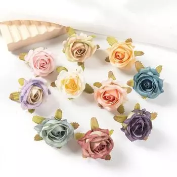 Искусственные розовые бутоны роз из шелка TTCY, 10 шт.