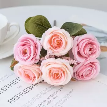 Искусственные розы из шелка smr, 6 головок