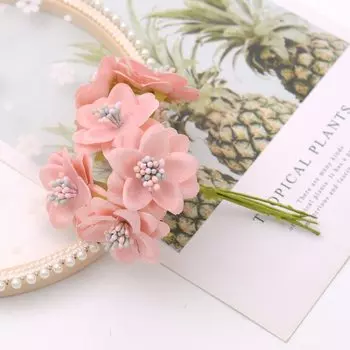 Искусственные розы Nanairo, шелк, миниатюрные, 6 шт.