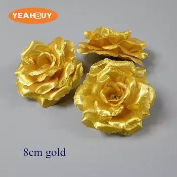 Искусственные розы YEAHBUY, шелк, золото/серебро, 10 шт.