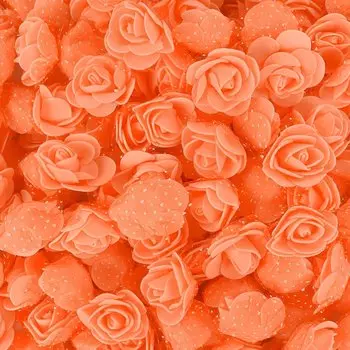 200/100P маленькая искусственная роза с тюлем из органзы, искусственные головки розы, искусственные цветочные украшения для свадьбы/домашнего букета-венок