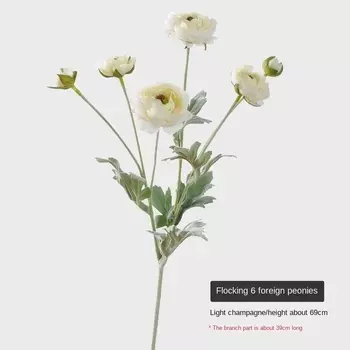 Искусственные шелковые пионы Loeoi белый розовый букет 6 головок