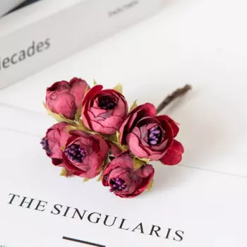 Искусственные цветы, рождественские украшения для дома, свадебные аксессуары, букет с тычинками, гирлянда «сделай сам», шелковые Чайные розы, поделки, 12 шт.