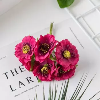 60 шт., шелковые рождественские украшения с вишней, домашний тычинка, мини-букет, свадебная гирлянда «сделай сам», искусственные цветы для поделок для скрапбукинга