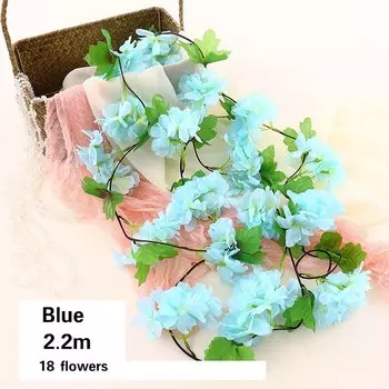 Искусственные вишневые цветы, 18 головок, 220 м, youyouhuan