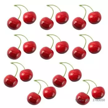 Искусственные вишни OOTDTY, пластик, 10 шт