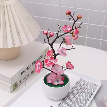 Искусственный цветок сливы в горшке Tenvity