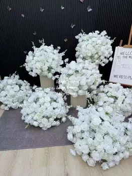 Искусственный шелковый шар белой розы Lucky flower для свадьбы