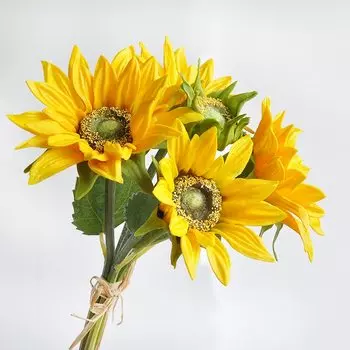 Искусственный силиконовый букет подсолнухов LaurelChow, 5 шт.