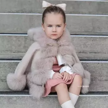 Испанское детское ветрозащитное пальто принцессы из лисьего меха шерстяная куртка детская утепленная зимняя одежда для маленьких девочек Рождественская куртка