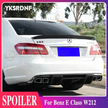 Используется для Benz E класс W212 спойлер 2008-2015 года Седан 4-дверный глянцевый черный заднее крыло из настоящего углеродного волокна V-образные аксессуары