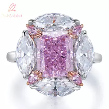 IsRabbit 18K позолоченное измельченное лед 10*12 мм необычные яркие фиолетовые розовые сапфировые кольца 925 пробы серебряные обручальные ювелирные изделия