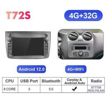 Isudar 7 дюймов Android 12 для Alfa Romeo Mito 2008-Автомагнитола мультимедийный плеер Авто GPS Carplay 2 Din 4G