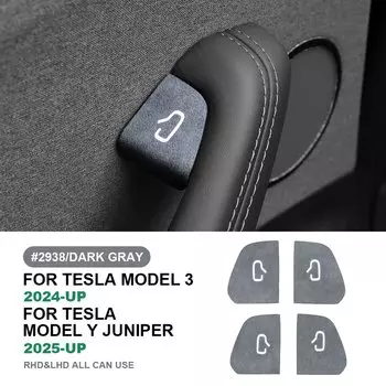 Итальянская верхняя замшевая накладка на дверной переключатель для Tesla Model 3 Highland 2024 Model Y Juniper 2025, украшение, автомобильные аксессуары