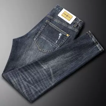 Итальянские уличные модные мужские джинсы высокого качества стрейч, приталенные, волнистые, перфорированные нашивки, мужские ретро потертые синие джинсы pa