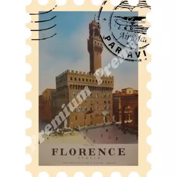 Италия. Виниловый Сувенирный магнит (размер 82x58 мм) Винтажный туристический плакат. Бесплатная доставка.