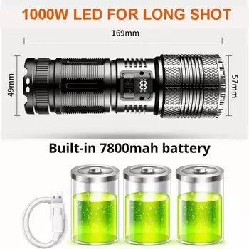 IWP Тактический фонарь 12000000 Лм 1000 Вт