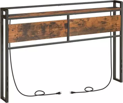 Изголовье HOOBRO Queen Size, изголовье с 2 розетками и 4 USB-портами, регулируемая высота, стеллаж для хранения, прочный и стабильный