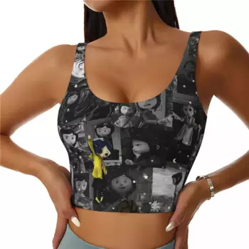 Изготовленные на заказ фигурки Coraline & The Secret Door, укороченные топы для тренировок для женщин, спортивные бюстгальтеры для бега