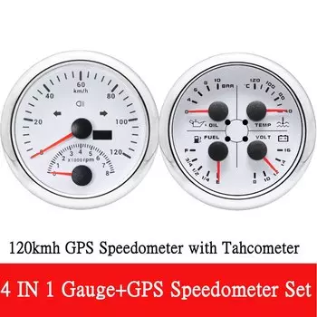 Изготовленный на заказ 2 манометра 85 мм GPS-спидометр с тахоометром + 4 в 1 Датчик уровня топлива Давление масла Вольтметр температуры воды для автомобиля Лодка 12 В