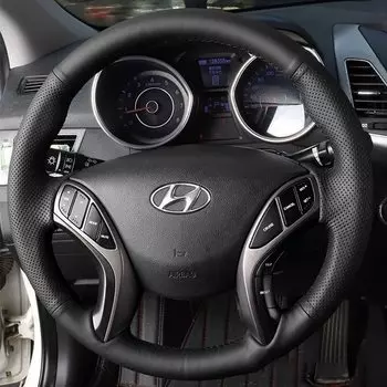 Изготовленный На Заказ Чехол Для Оплетки Рулевого Колеса Из Натуральной Кожи 100% Подходит для Hyundai Elantra 2011-2016 Avante i30 2012-2016 Автомобильные Аксессуары