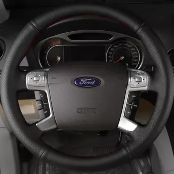 Изготовленный На Заказ Чехол Для Оплетки Рулевого Колеса Автомобиля Из Дышащей Натуральной Кожи Подходит Для Ford Mondeo Mk4 2007 2008 2009 2010 - 2012 S-Max 2008