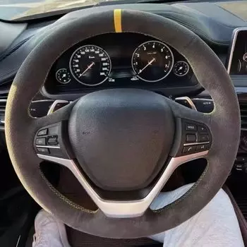 Изготовленный на заказ чехол на руль автомобиля из замши для BMW X3 F25 2011-2016 X4 F26 2014-2016 X5 F15 2014-2018 Avant рулевая пленка