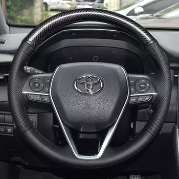 Изготовленный на заказ кожаный чехол для рулевого колеса автомобиля из углеродного волокна, подходящий для Toyota Avalon Camry Crown RAV4 Corolla 2018-2021 Рулевое управление