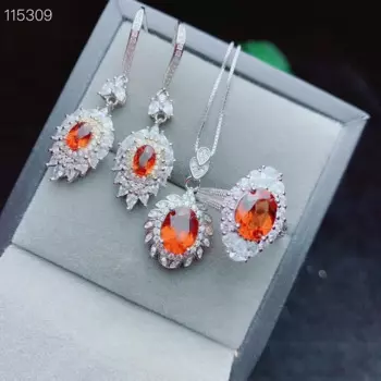 Изящные Ювелирные изделия KJJEAXCMY из стерлингового серебра 925 пробы, инкрустированные натуральными гранатами, серьги, кольцо, подвеска, винтажный женский костюм, поддержка теста