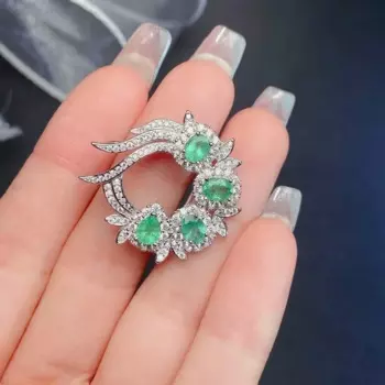 Изысканная ювелирная брошь из серебра 925 пробы, 4 мм * 5 мм, всего 1,2 карата, брошь из натурального изумруда для вечеринки, позолоченная серебряная булавка 18 карат
