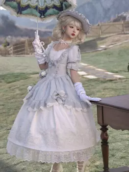 Изысканное платье Lolita в стиле ретро с коротким рукавом