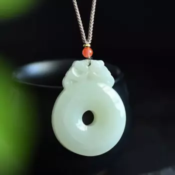 Изысканный Hetian jade античный двойной дракон Пряжка Кулон Ювелирные изделия 1991 #