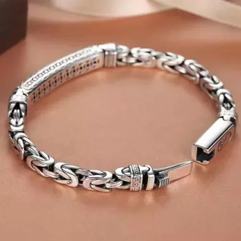 Изысканный винтажный браслет из тайского серебра 925 пробы с пуговицами