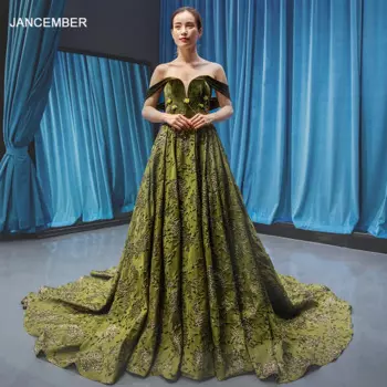 J66826 janceber сексуальное вечернее платье трапециевидной формы с открытыми плечами, милое атласное торжественное платье ручной работы со шлейфом, robe de soiree