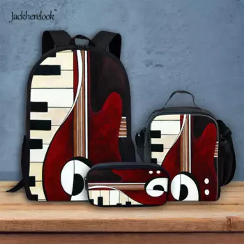 Jackherelook дизайн гитары пианино школьный рюкзак для девушек классный музыкальный школьный рюкзак для девочек прочные школьные сумки 3 шт./компл. Mochila