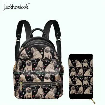 Jackherelook милый дизайн животных мопса собака женский рюкзак держатель для карт кошелек женский кошелек маленький школьный рюкзак для девочек Mochila