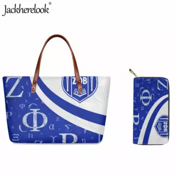 Jackherelook Zeta Phi Beta Sorority 1920 модная Новая сумка-тоут для женщин Классическая сумка-шоппер через плечо длинный кошелек из ПУ 2 шт./комплект