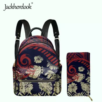 Jackherelook, женские повседневные маленькие школьные ранцы для девушек, полинезийское племя, гибискус, цветочный дизайн, Повседневная сумка, роскошная сумка
