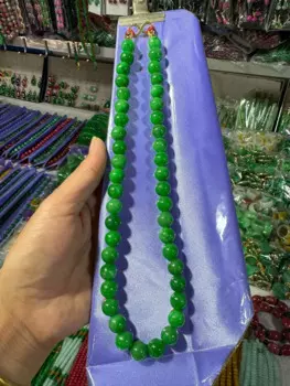 Jadeite, товары зеленого цвета, 6 мм, 8 мм, 10 мм, 12 мм, круглые бусины, Нефритовое ожерелье, оптовая продажа