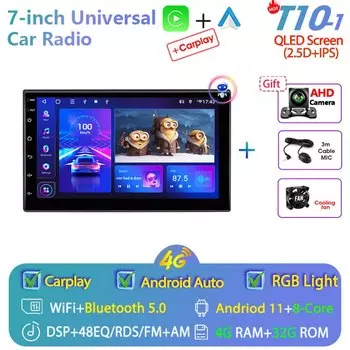 Jansite Универсальный 7 "2 Din автомобильный радиоприемник мультимедийный видеоплеер авто Carplay стерео для Volkswagen Nissan Hyundai Kia Toyota Skoda