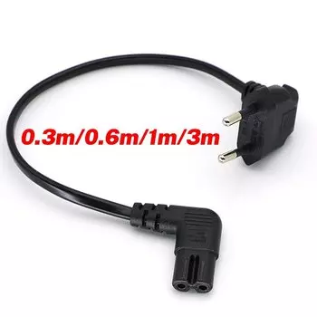 JCD Кабель питания 90 градусов Штекер CEE7/16 IEC 320 C7 черный 0,3/0,6/1/3 м