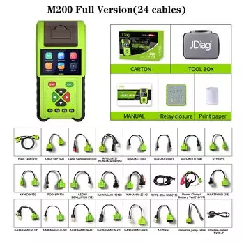 JDiag M200 мотоциклетный диагностический сканер OBD2 Moto Fault Code Reader тестер батареи Motoscan Tool для BMW Yamaha Kawasaki Honda