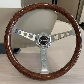 JDM 15-дюймовый 380 мм универсальный классический деревянный руль с хромированными спицами в стиле ретро, спортивный руль для автомобиля