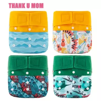 Экологичная ткань Thank u Mom, Регулируемые моющиеся подгузники с застежкой-петлей, многоразовые трусики для детей 3-15 кг