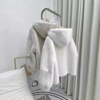 Экологичное свободное меховое Женское пальто из искусственной норки с капюшоном